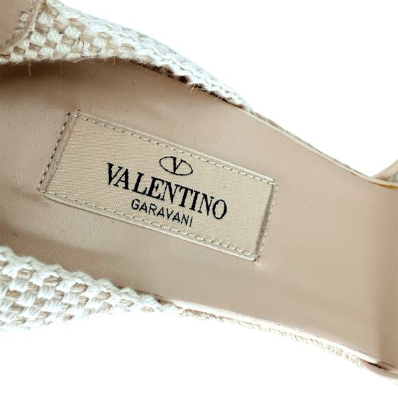 VALENTINO GARAVANI Mesh Lace Leather Espadrille Wedge EU 39 US 9 Platform Sandal - Picture 8 of 12